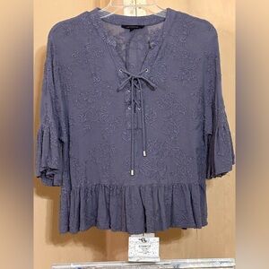Olivaceous Lace-Up Blue  Blouse Sz Medium